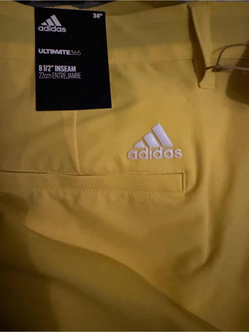 adidas Men's Flat-Front Golf Shorts in Bright Yellow
